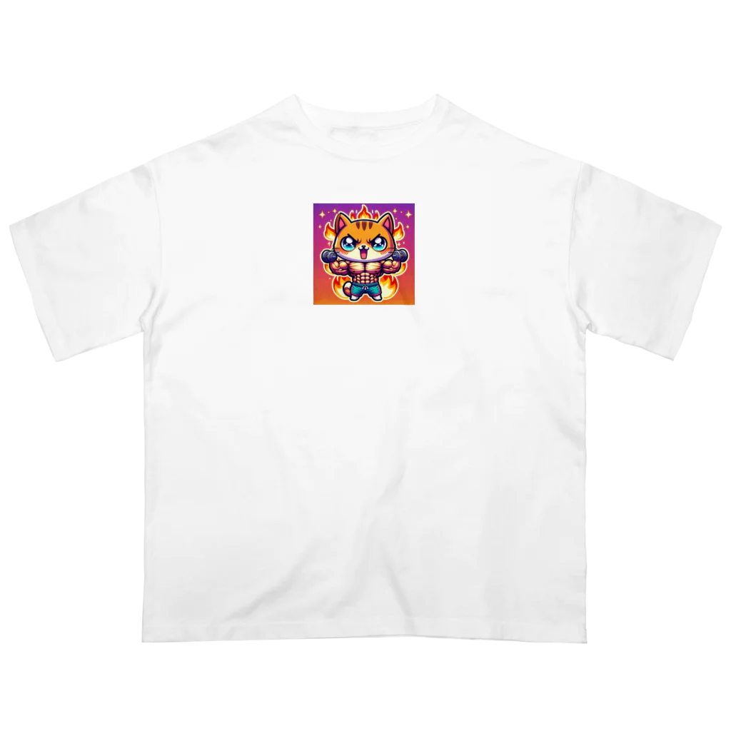 pikapikaの情熱ネコマッチョ オーバーサイズTシャツ