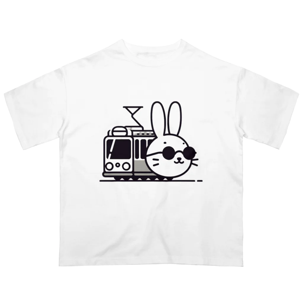 BOSATUの電車に乗ったうさぎ オーバーサイズTシャツ