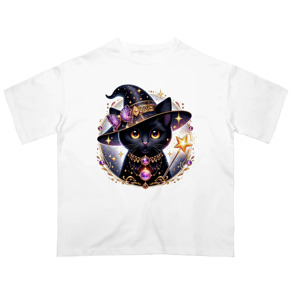 黒猫ギャラリー🐈‍⬛の黒猫の魔法使い オーバーサイズTシャツ