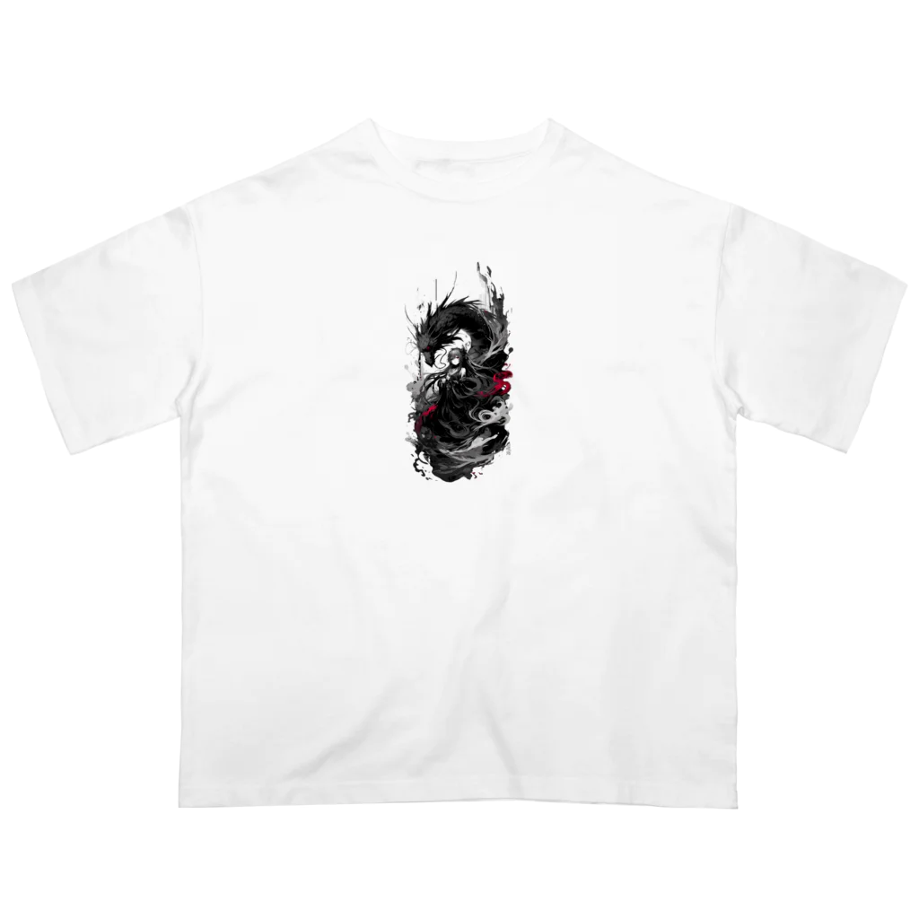 蝋燭のDragonと女性 オーバーサイズTシャツ