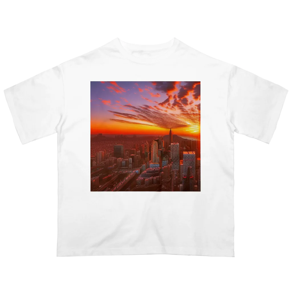 Rパンダ屋の「都会風景」グッズ Oversized T-Shirt