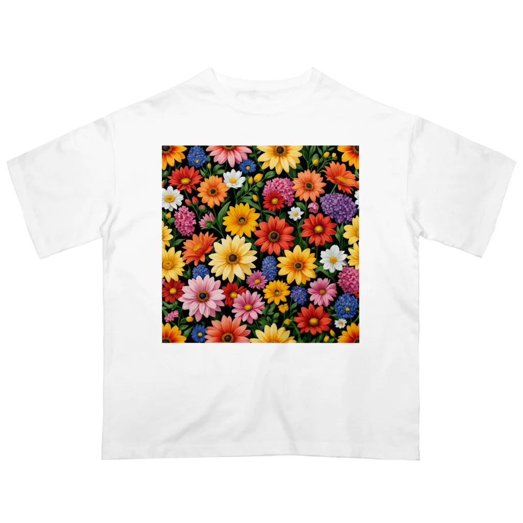 どさんこびより日和のいちめんの花々 オーバーサイズTシャツ