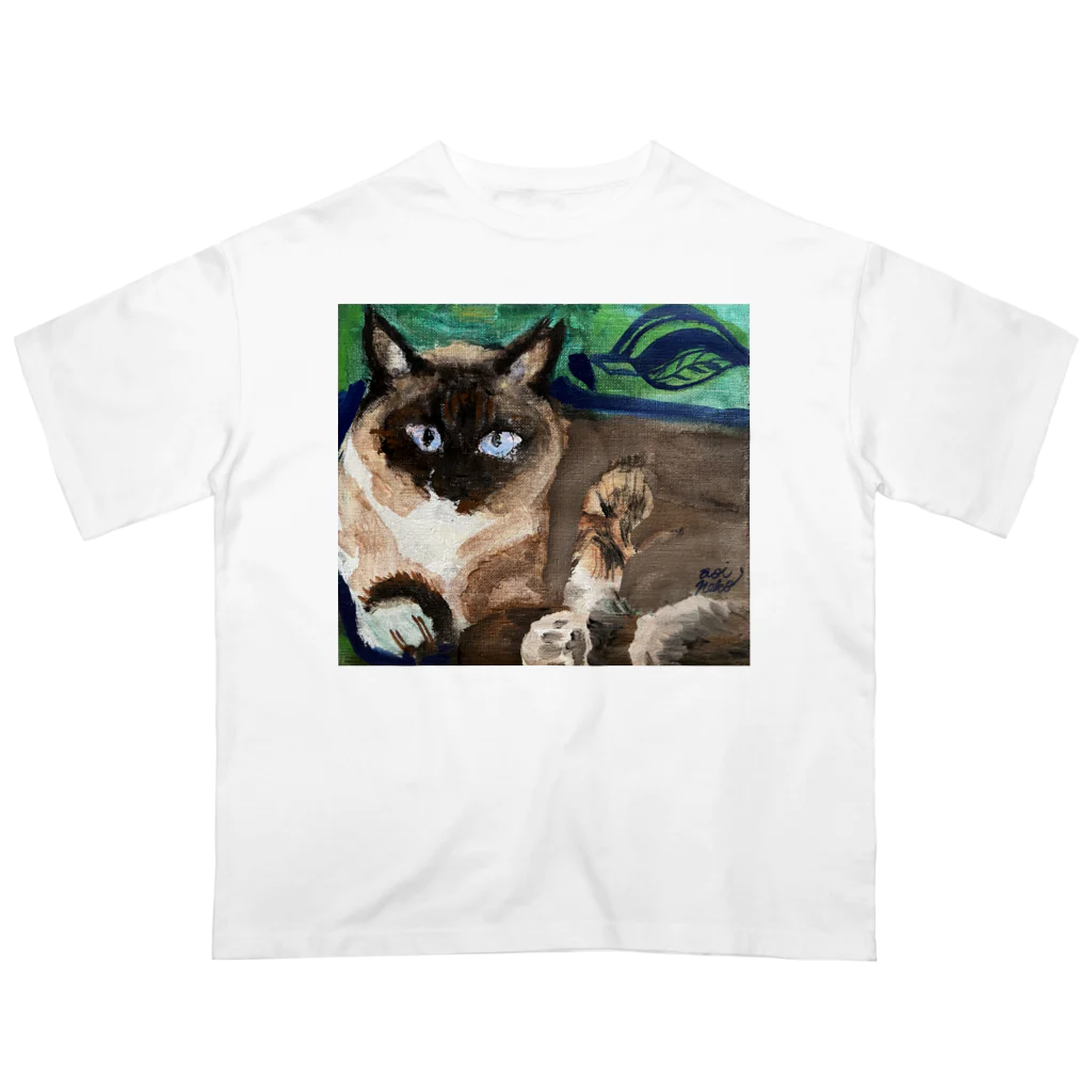 青い猫の青葉 Oversized T-Shirt