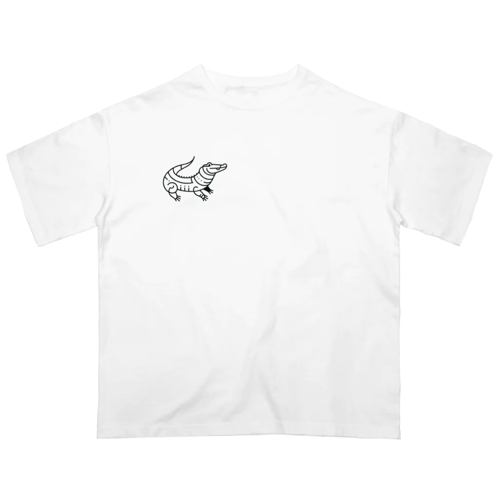 waniwanipanikuのワニシリーズ2白黒のワニ オーバーサイズTシャツ