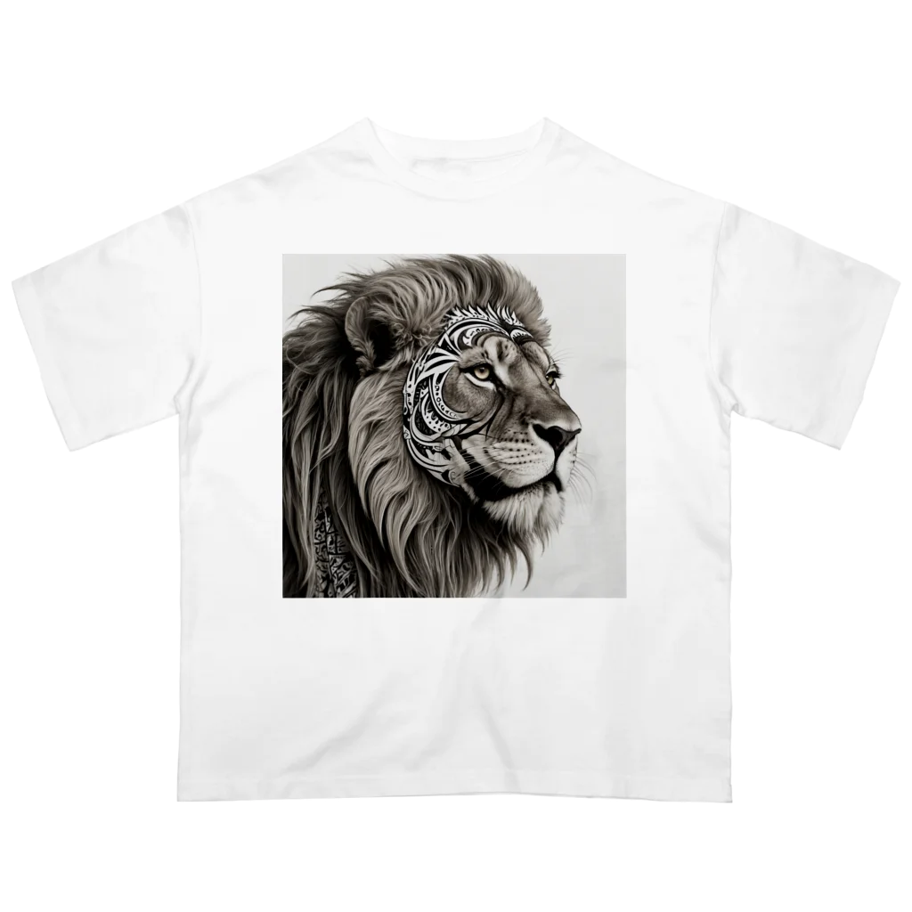 AOtyanのトライバル柄の虎 オーバーサイズTシャツ