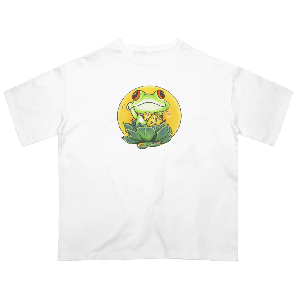 mash artの招きカエルちゃん🎵 オーバーサイズTシャツ