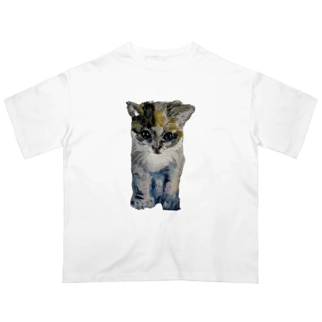 青い猫の真白 オーバーサイズTシャツ