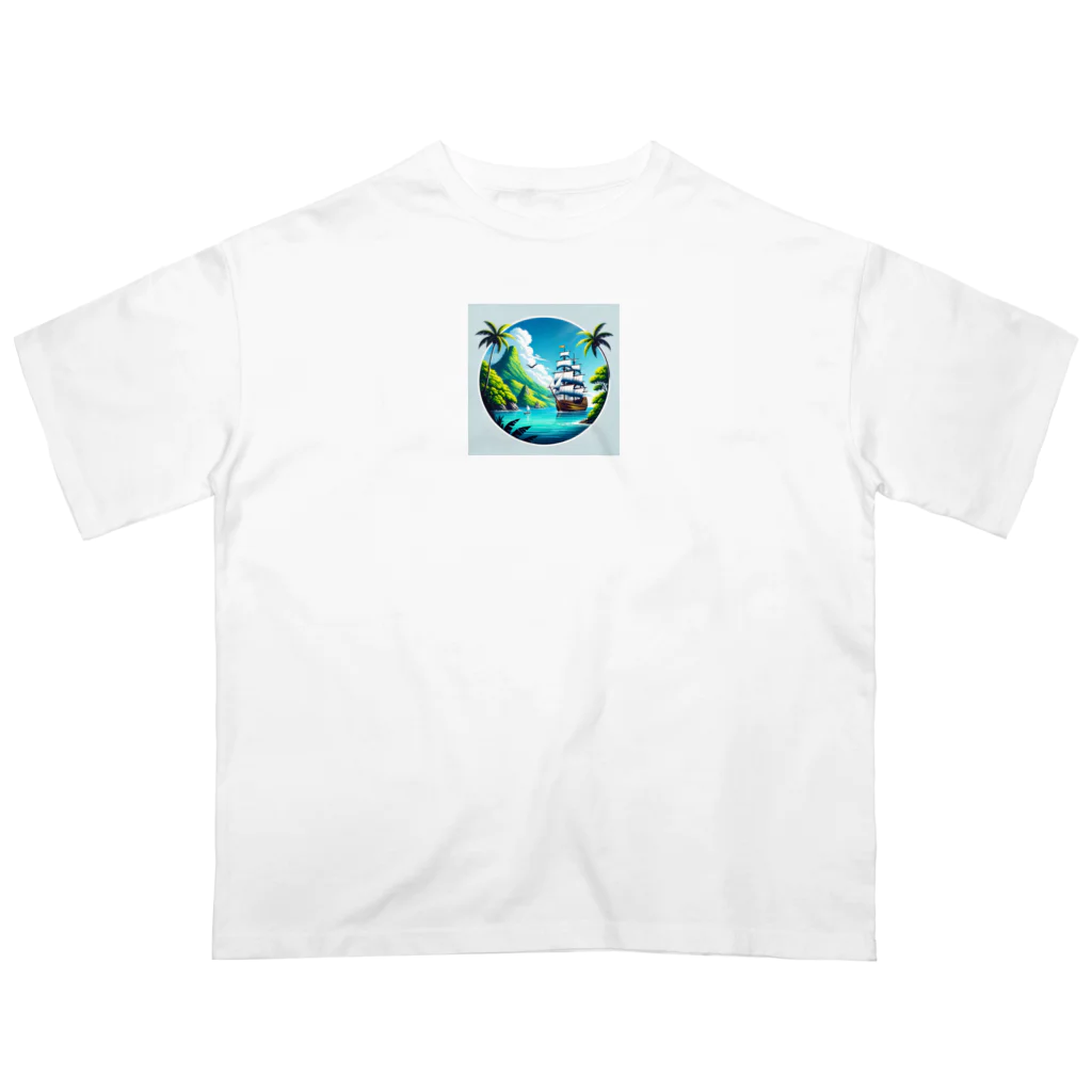 海の幸のカリブ海と船 オーバーサイズTシャツ