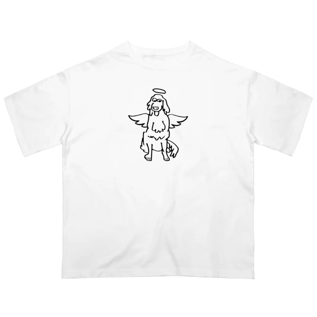 Tamazon8の天使になったふざけた顔の犬（黒ver.） Oversized T-Shirt