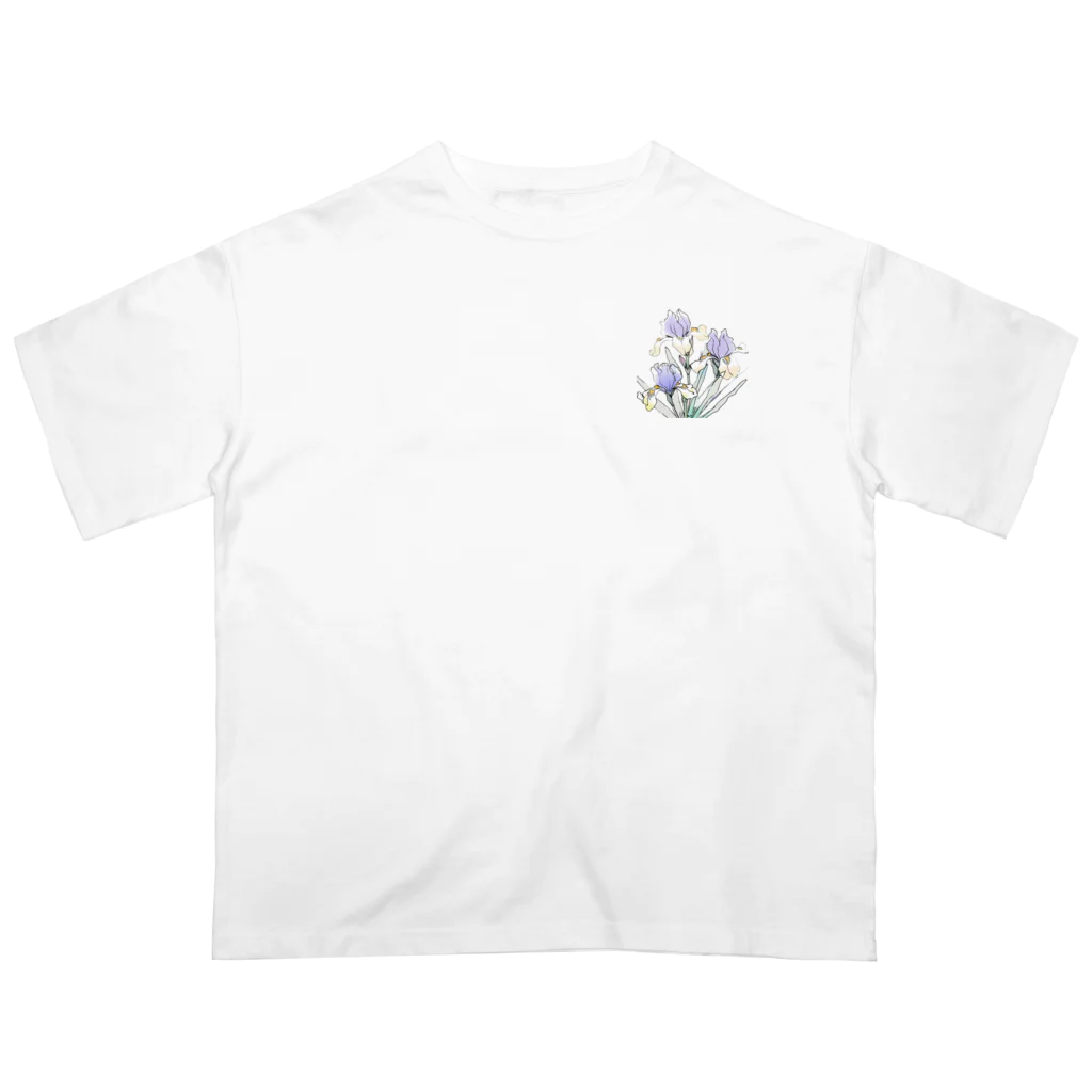 RetrowaveFlowerのRetrowaveFlower-キショウブ- オーバーサイズTシャツ