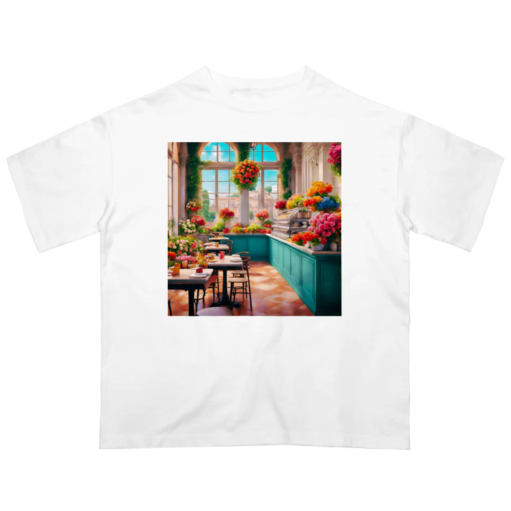 HOSHI-TANEKO🌠の🌺華やかな・カフェ☕✨ オーバーサイズTシャツ