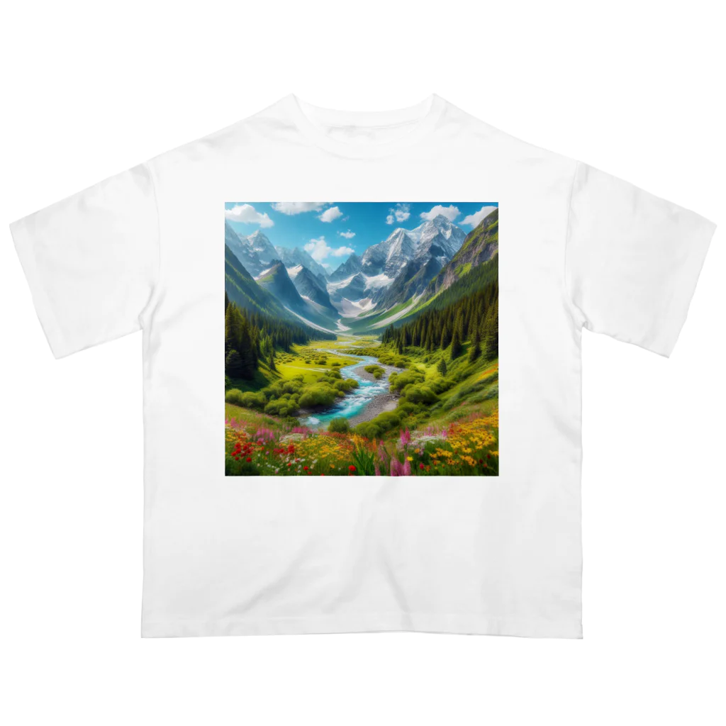 130Saitohの山間の風景 Oversized T-Shirt