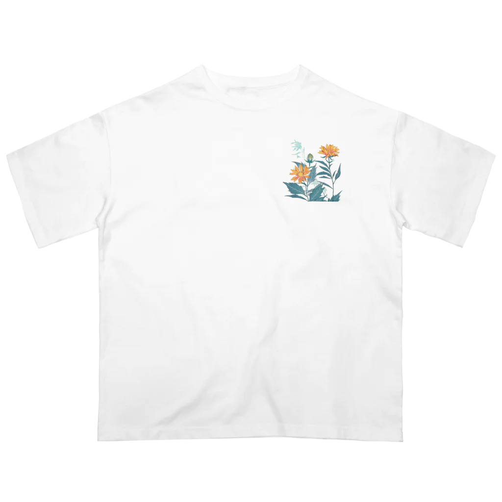 RetrowaveFlowerのRetrowaveFlower-ベニバナ- Oversized T-Shirt