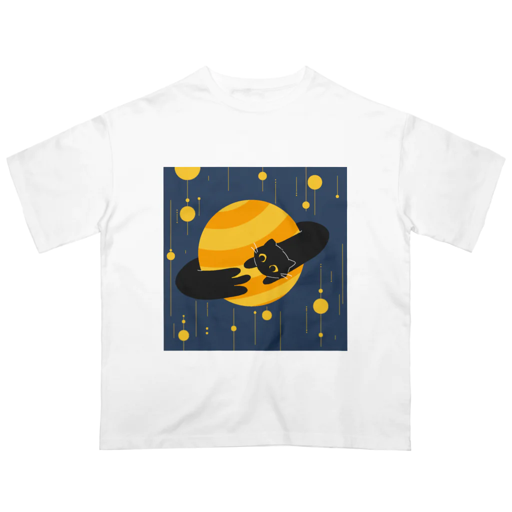 雨傘のくるくる土星ねこ Oversized T-Shirt