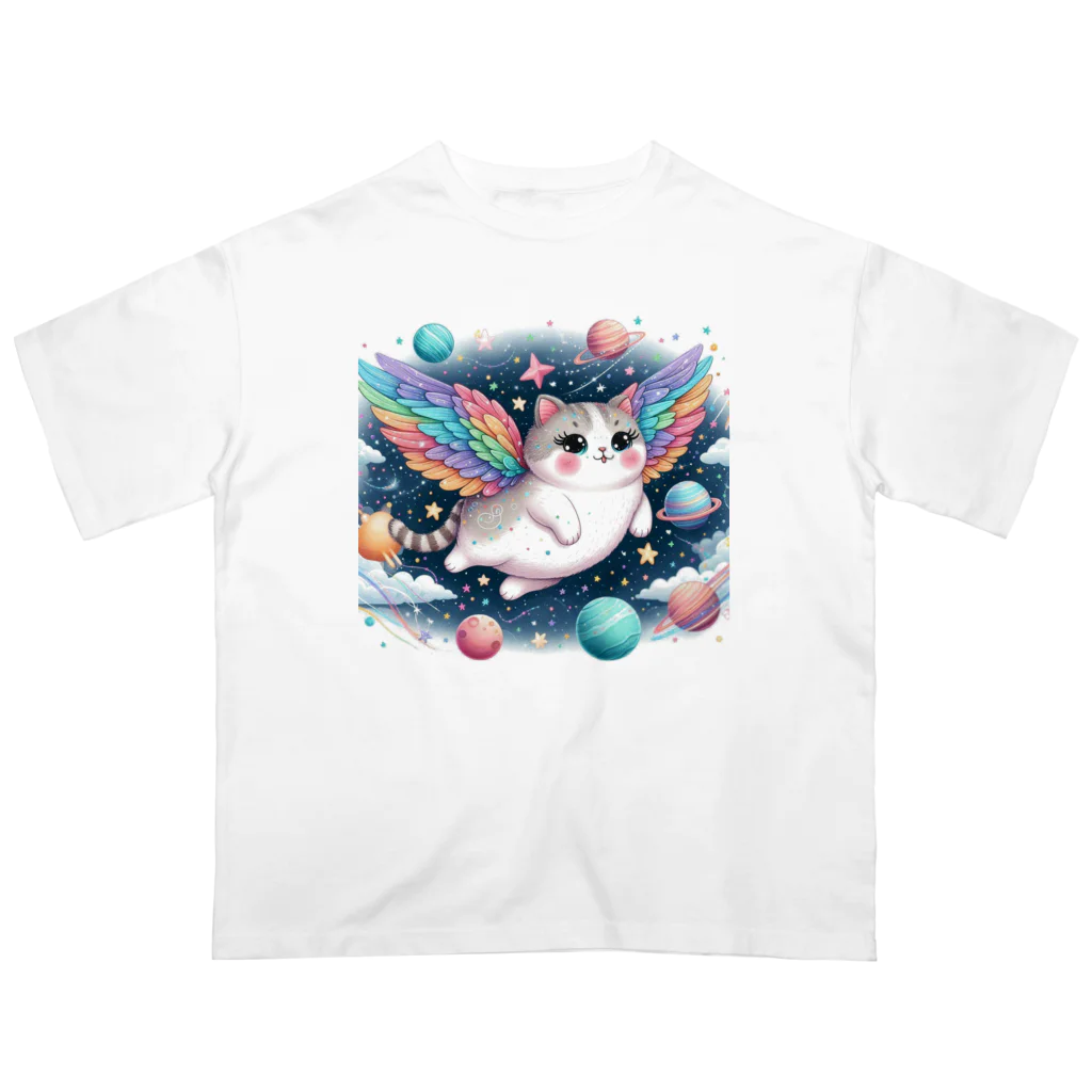 キャットパラダイス☆彡のユニ猫　宇宙空間 オーバーサイズTシャツ