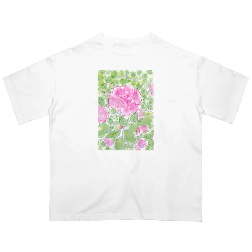 totoartのバラとツボミ オーバーサイズTシャツ