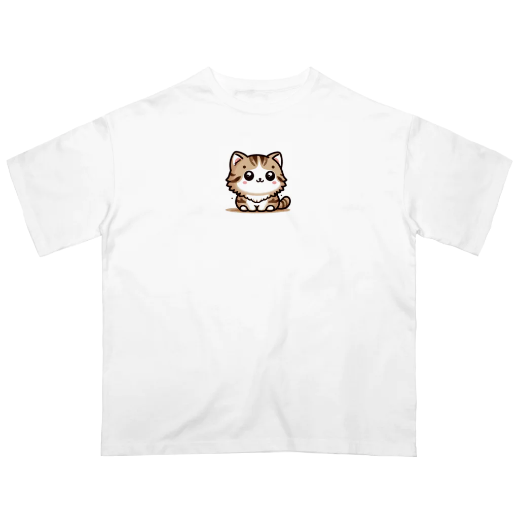 キュートなイラストSHOPのかわいい猫ちゃんデザイン☆LINE風アイテム　Lサイズ有 オーバーサイズTシャツ