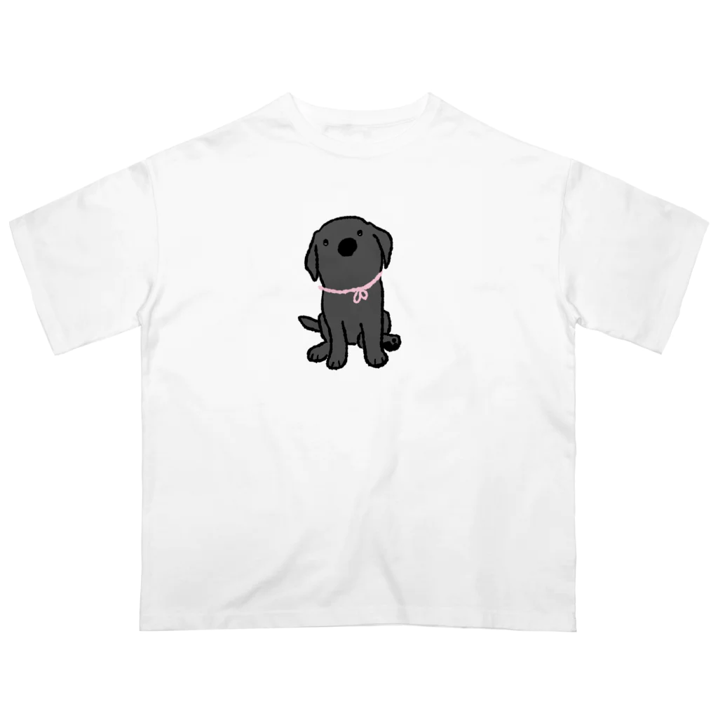 Dog Drawer Drawn by Dogの黒ラブパピー オーバーサイズTシャツ