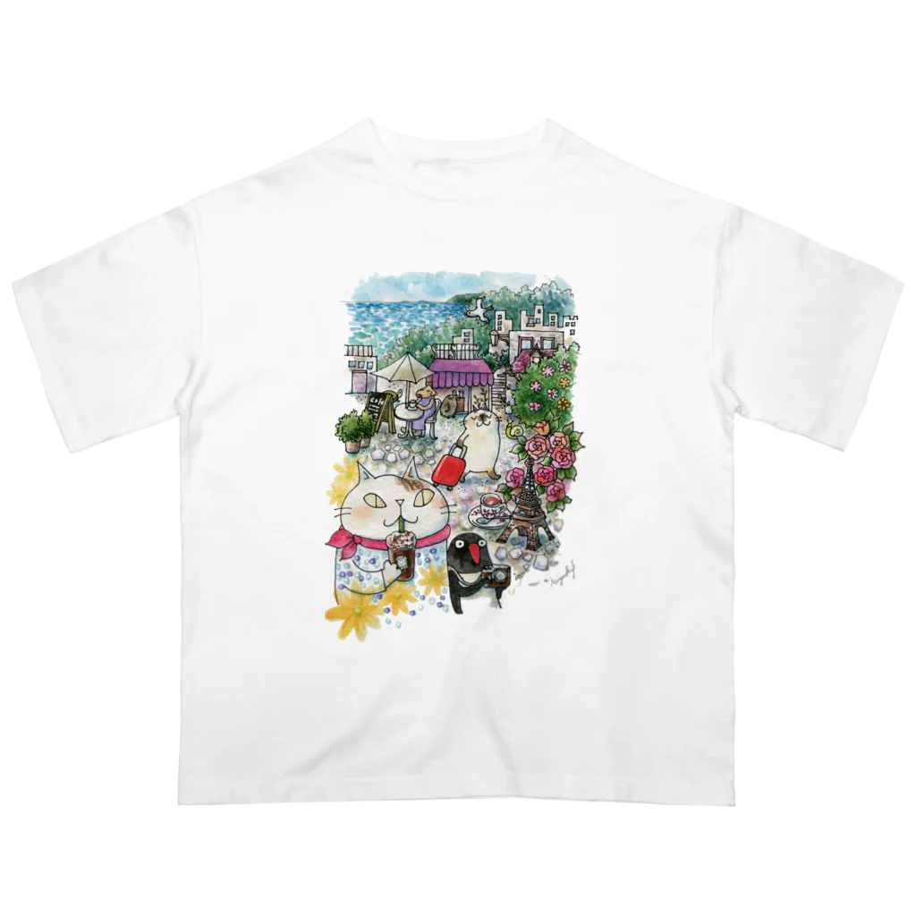 吉沢深雪の猫とペンギンと旅気分 Oversized T-Shirt