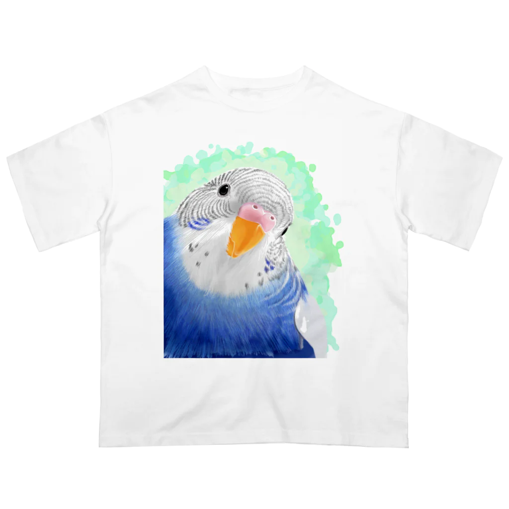 まめるりはことりのセキセイインコ　オパーリン大【まめるりはことり】 オーバーサイズTシャツ