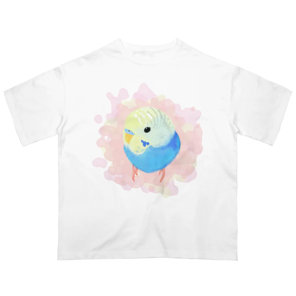 まめるりはことりのまるまるセキセイインコ【まめるりはことり】 オーバーサイズTシャツ