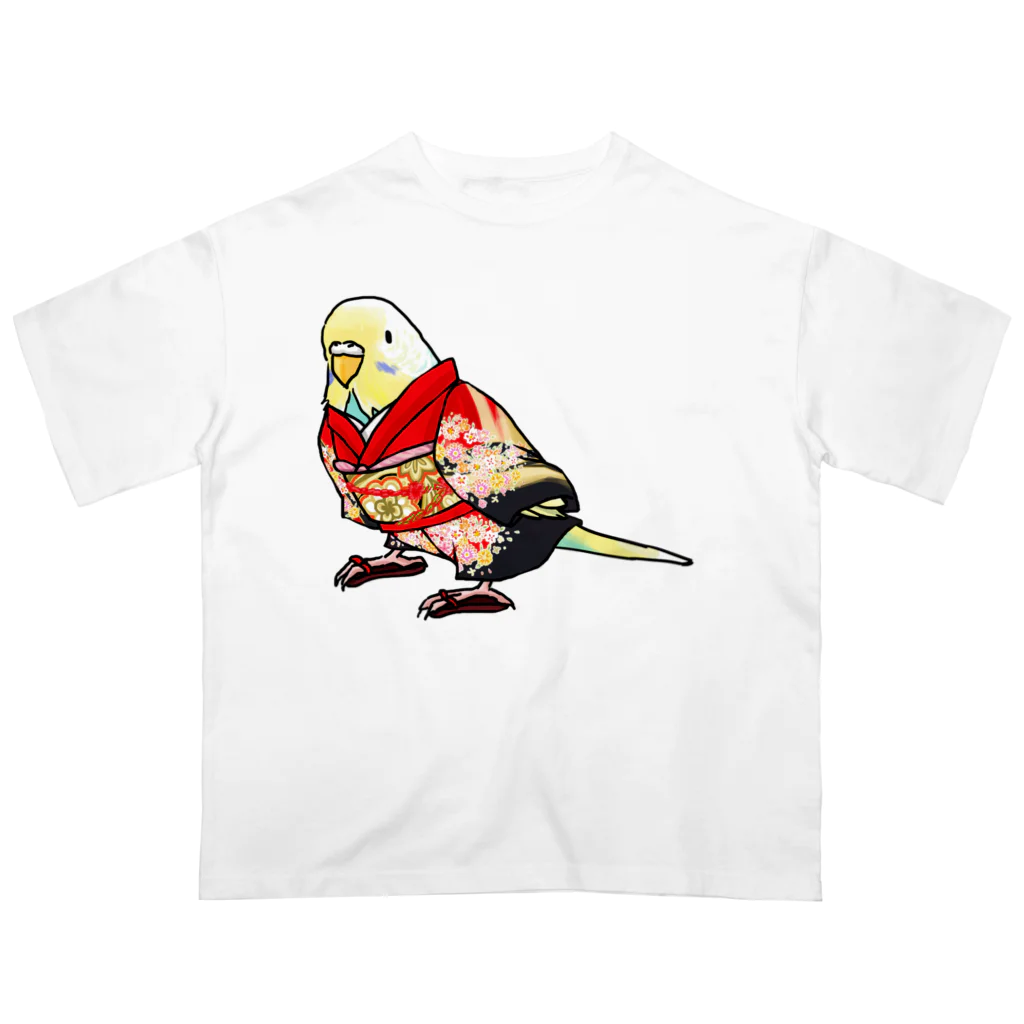 まめるりはことりのごきげん着物セキセイインコ【まめるりはことり】 Oversized T-Shirt