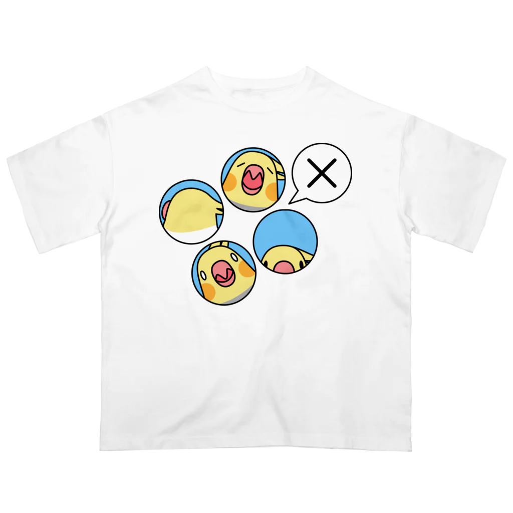 まめるりはことりのオカメインコばつ×【まめるりはことり】 オーバーサイズTシャツ