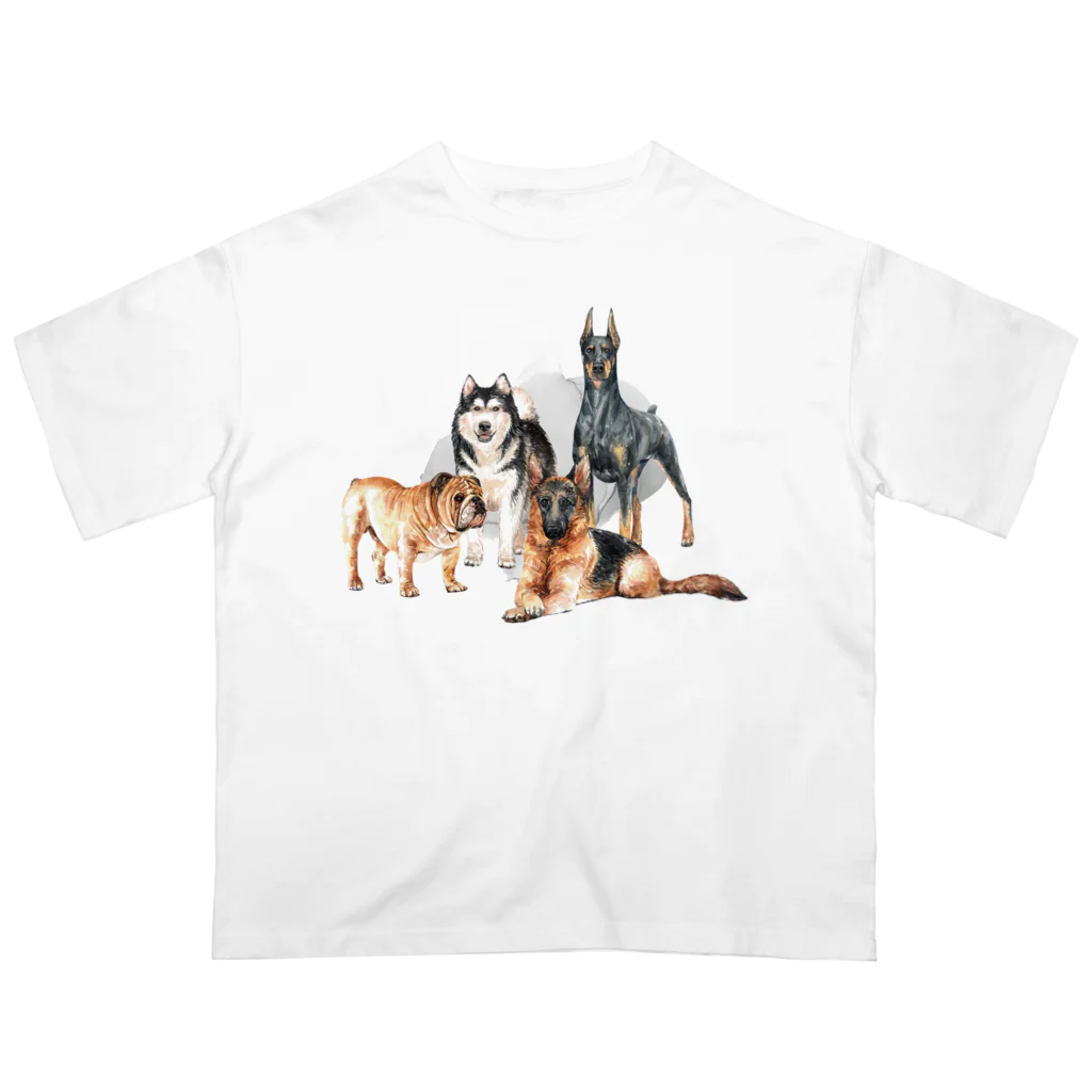 SANKAKU DESIGN STOREのちょっぴり強面の大きい犬たち。 オーバーサイズTシャツ