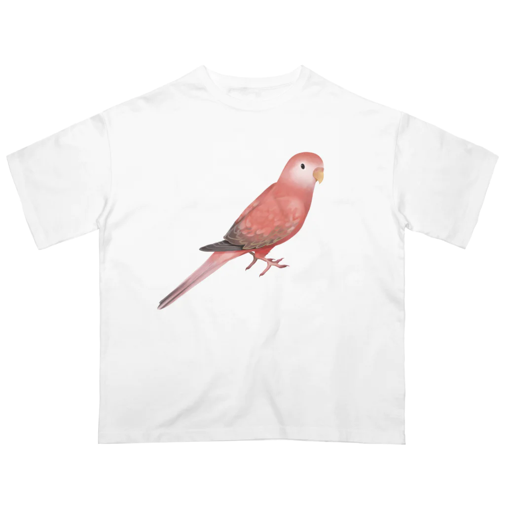 まめるりはことりのアキクサインコ　ピンク【まめるりはことり】 オーバーサイズTシャツ