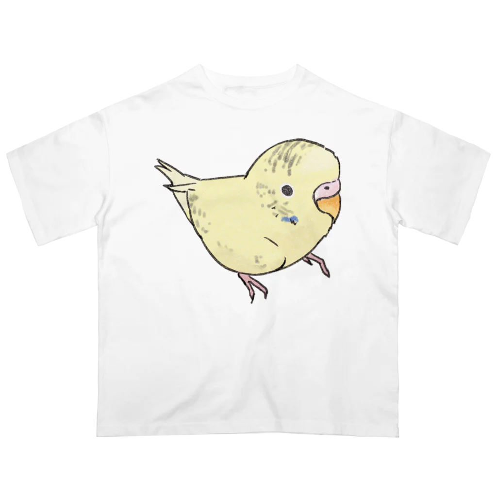 まめるりはことりの可愛いセキセイインコ　おすましちゃん【まめるりはことり】 オーバーサイズTシャツ