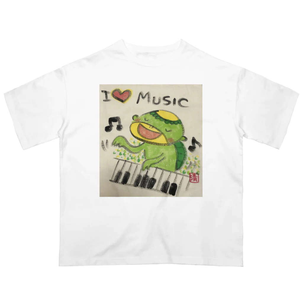 KIYOKA88WONDERLANDのピアノかっぱくん Piano Kappa-kun オーバーサイズTシャツ