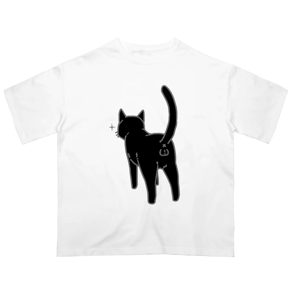 Riotoのねこけつω（黒猫） オーバーサイズTシャツ