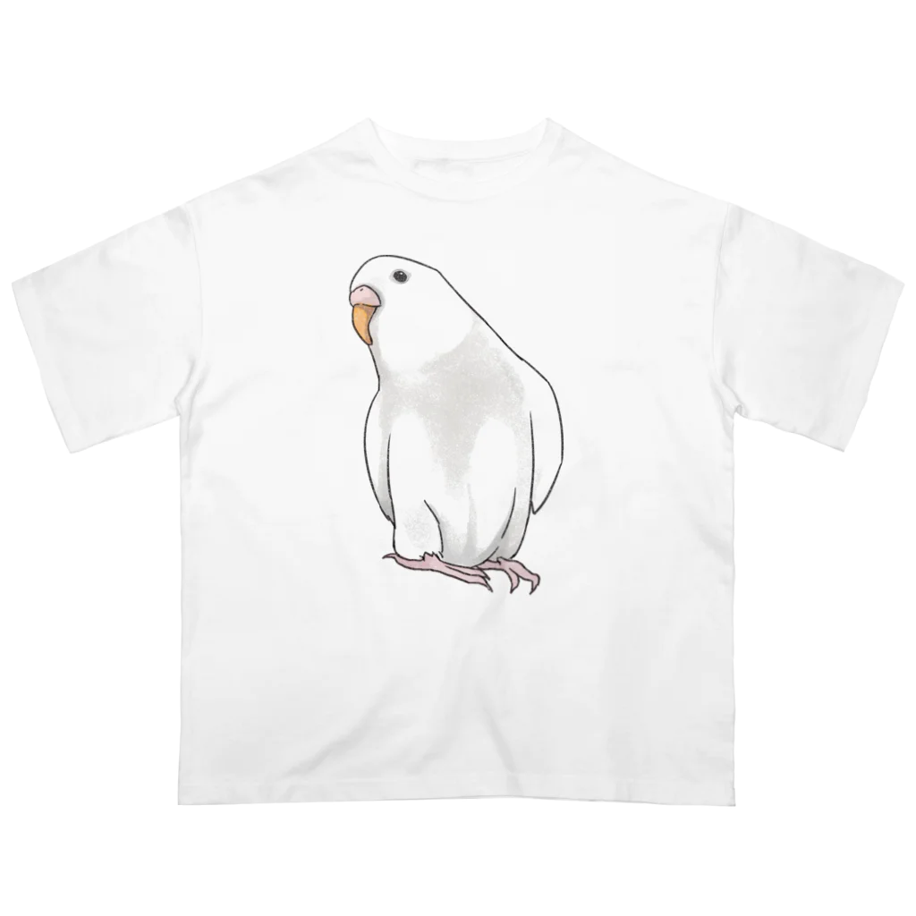 まめるりはことりのアルビノセキセイインコちゃん【まめるりはことり】 オーバーサイズTシャツ