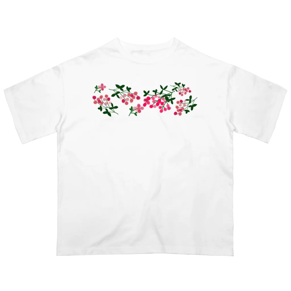 小鳥と映画館のボタニカル ベリーの花 増量版 オーバーサイズTシャツ