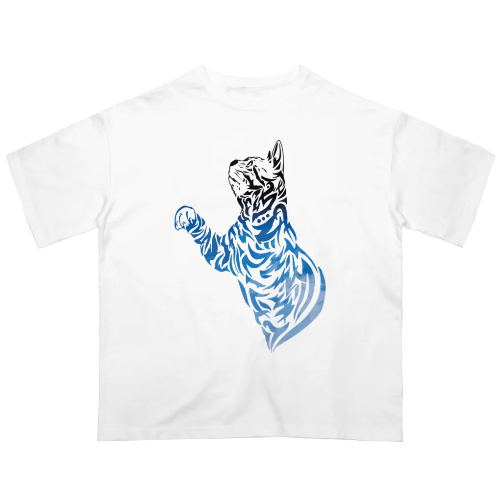 TRAVA design SHOPの猫トライバル×青空 Oversized T-Shirt