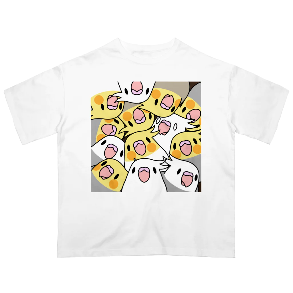 まめるりはことりのみっちりむっちり過密オカメインコさん【まめるりはことり】 オーバーサイズTシャツ