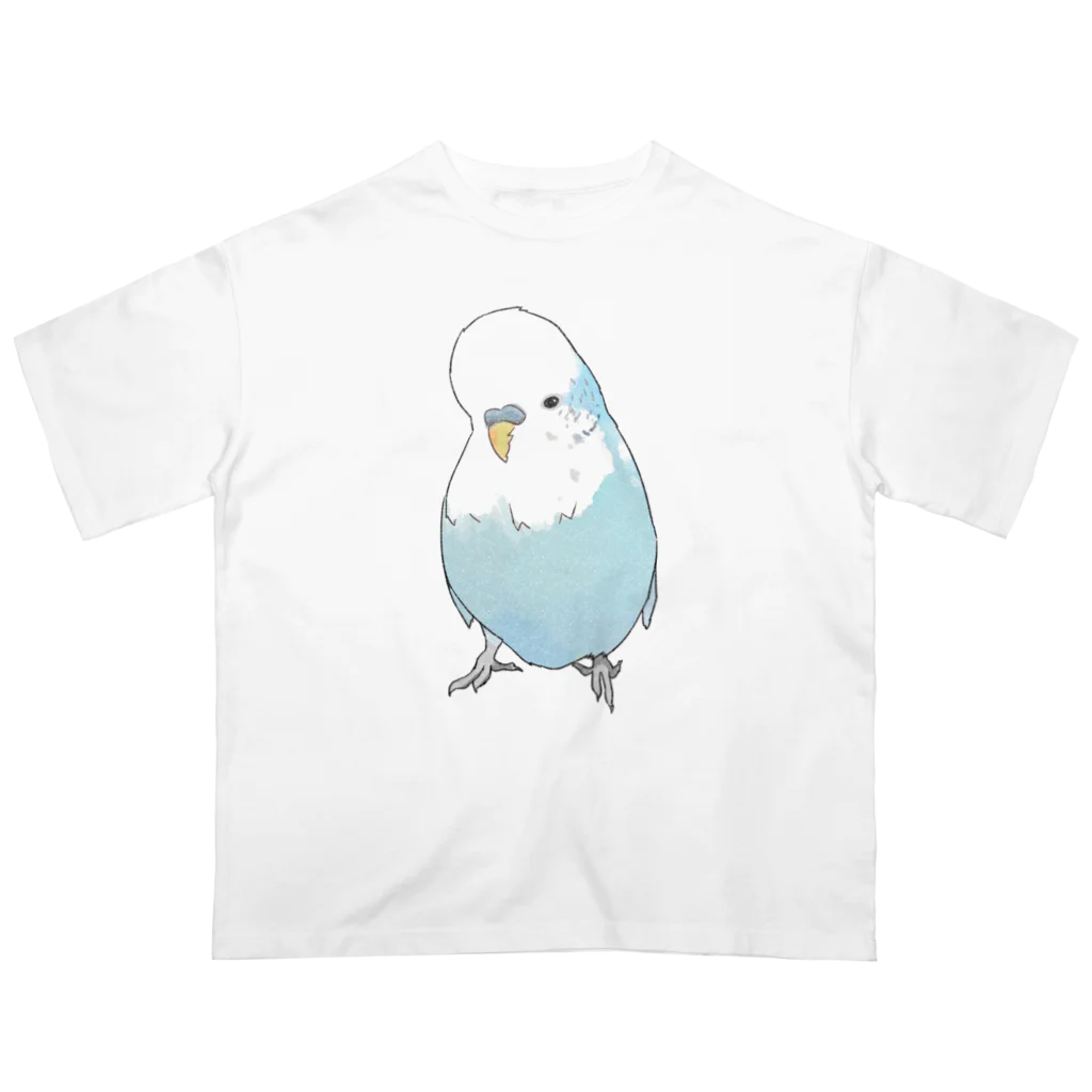 まめるりはことりの可愛いジャンボセキセイインコ【まめるりはことり】 オーバーサイズTシャツ