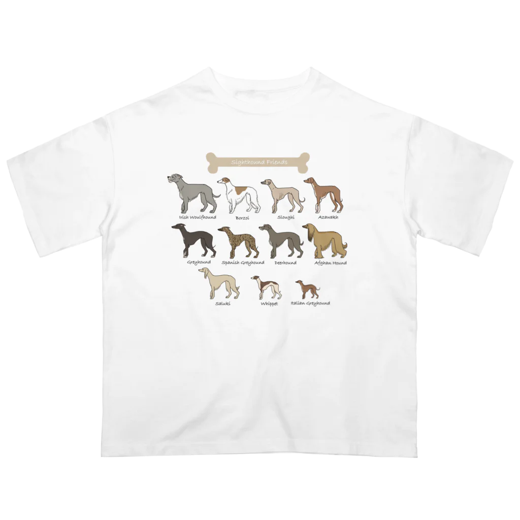 豆つぶのSighthound Friends(淡色推奨) オーバーサイズTシャツ