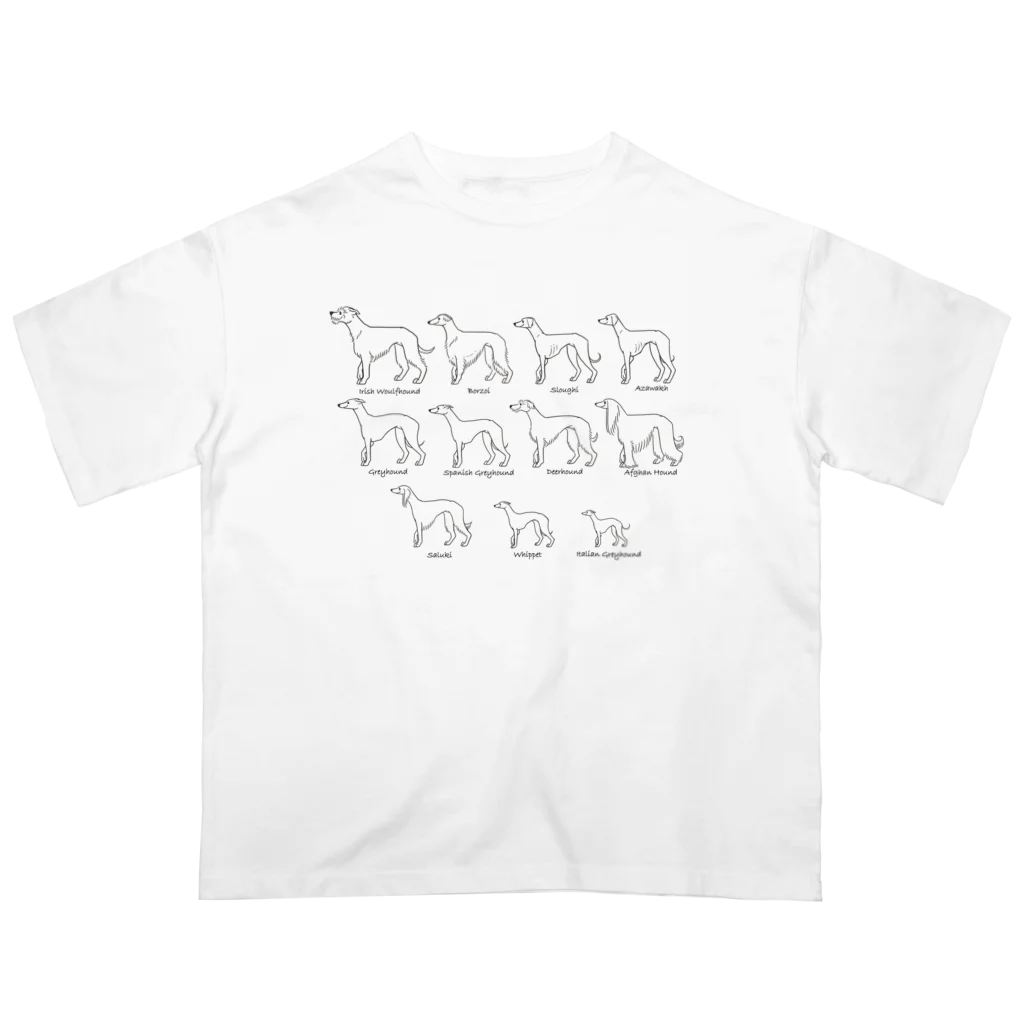 豆つぶのSighthound Friends(淡色推奨) オーバーサイズTシャツ