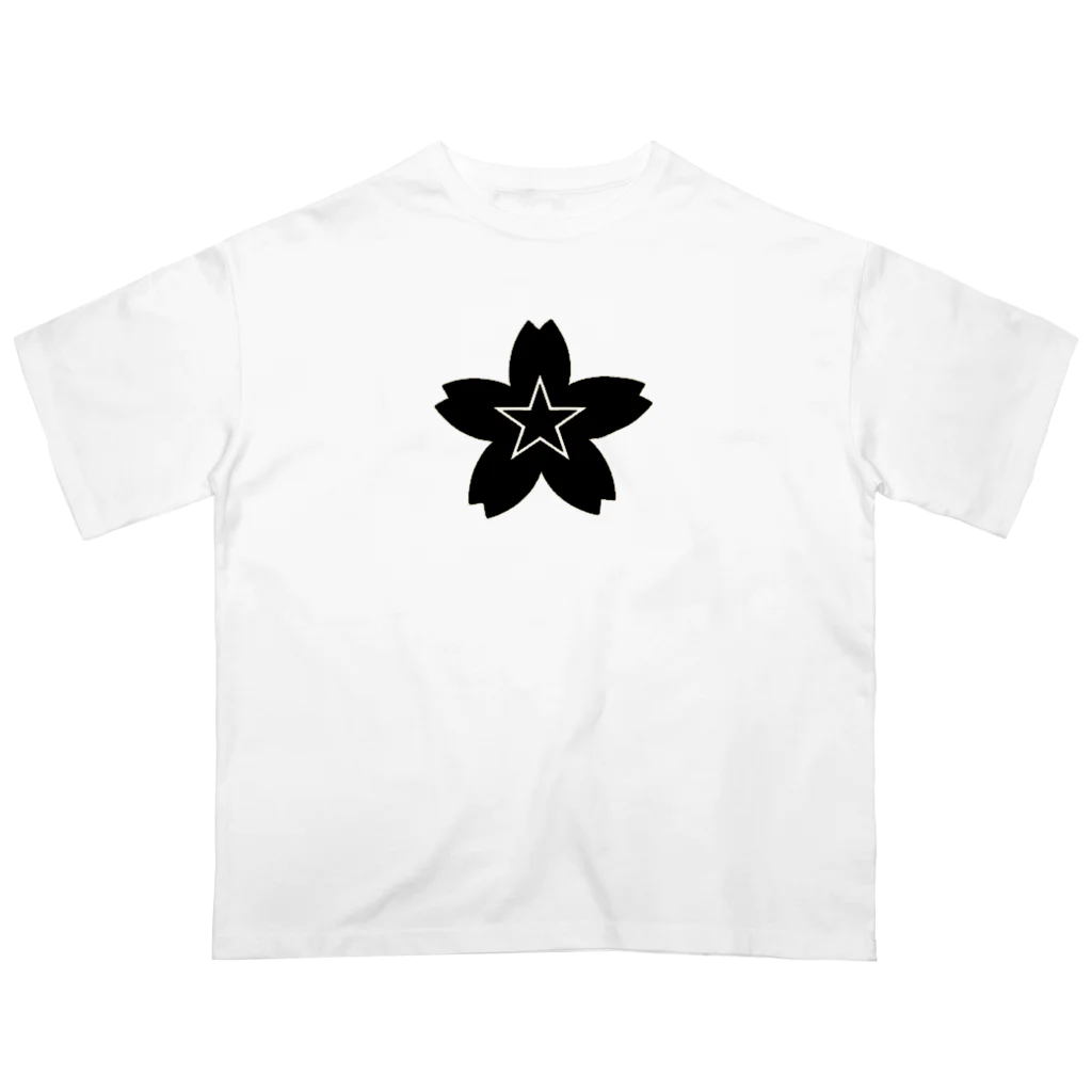 KOKI MIOTOMEの星桜紋（ブラック）　Star cherry blossom crest (black) オーバーサイズTシャツ