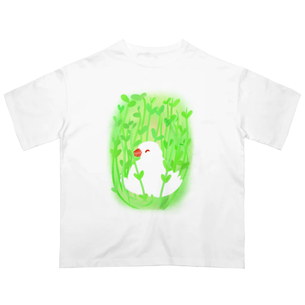 Lily bird（リリーバード）の豆苗まみれの白文鳥 オーバーサイズTシャツ