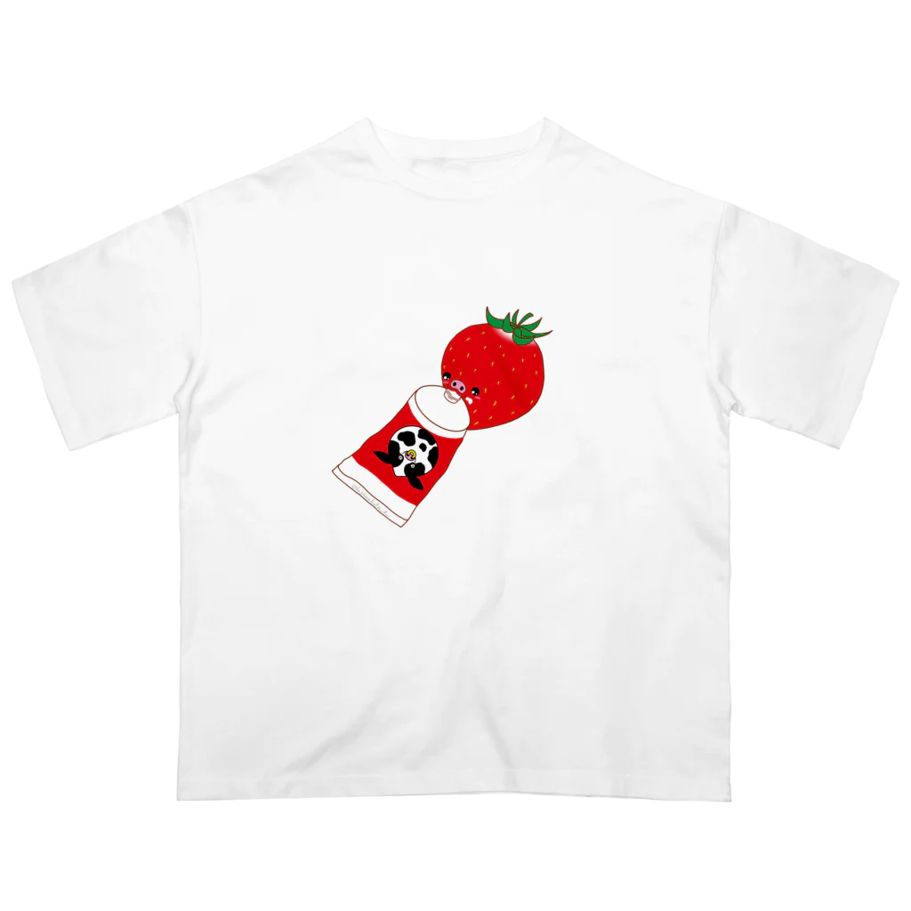 Draw freelyのいちごと練乳　自分からいくタイプ オーバーサイズTシャツ