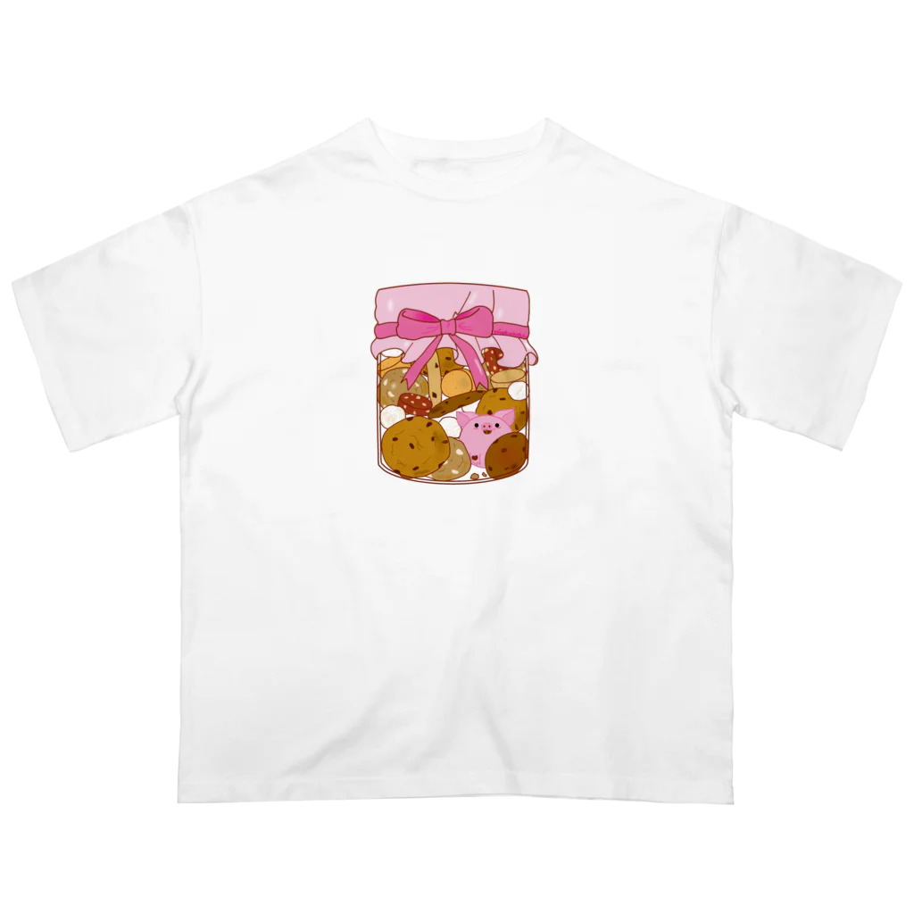 Draw freelyの瓶入りクッキーとぶたくん Oversized T-Shirt