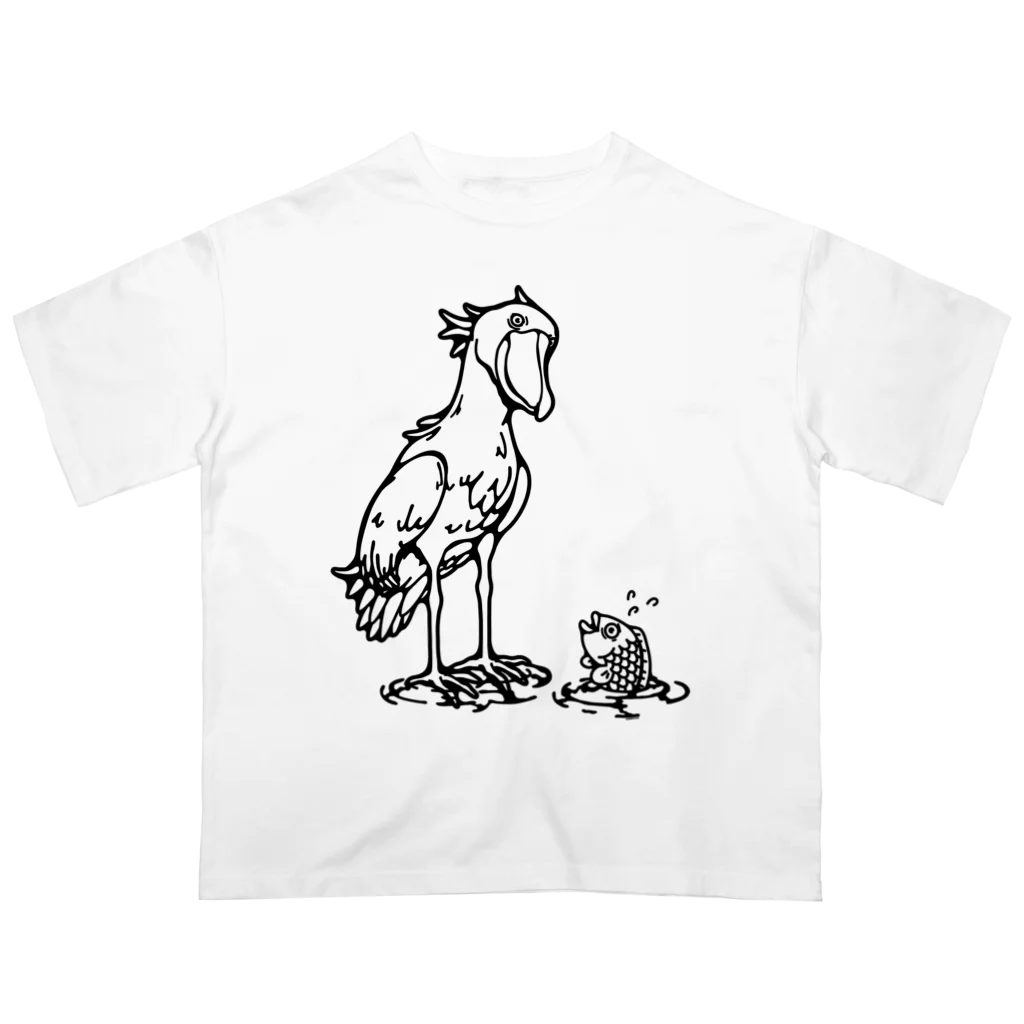 Cɐkeccooのハシビロコウとサカナ オーバーサイズTシャツ