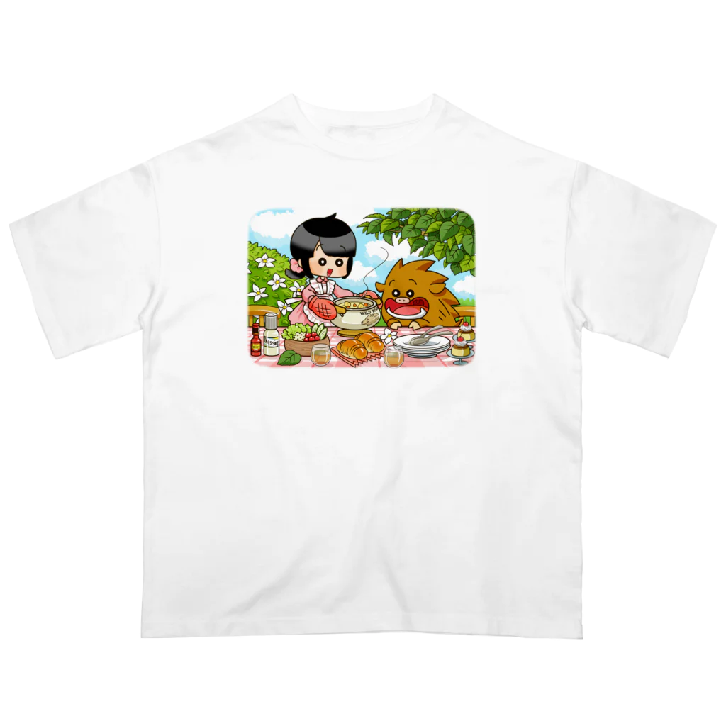 イノシシライフ INOsisiLIFEのふゆゆんとぼさいのの食卓 オーバーサイズTシャツ