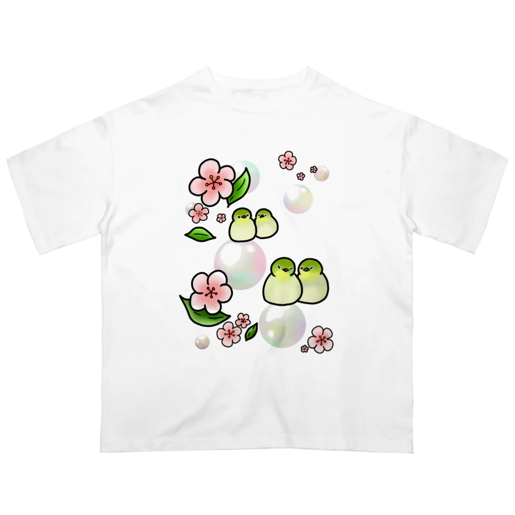 Lily bird（リリーバード）のほわほわメジロ梅 オーバーサイズTシャツ