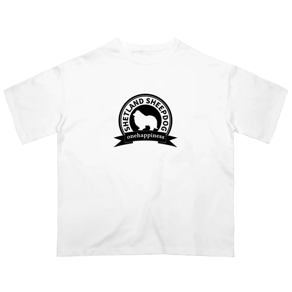 onehappinessのシェルティ シルエット　エンブレム2 オーバーサイズTシャツ