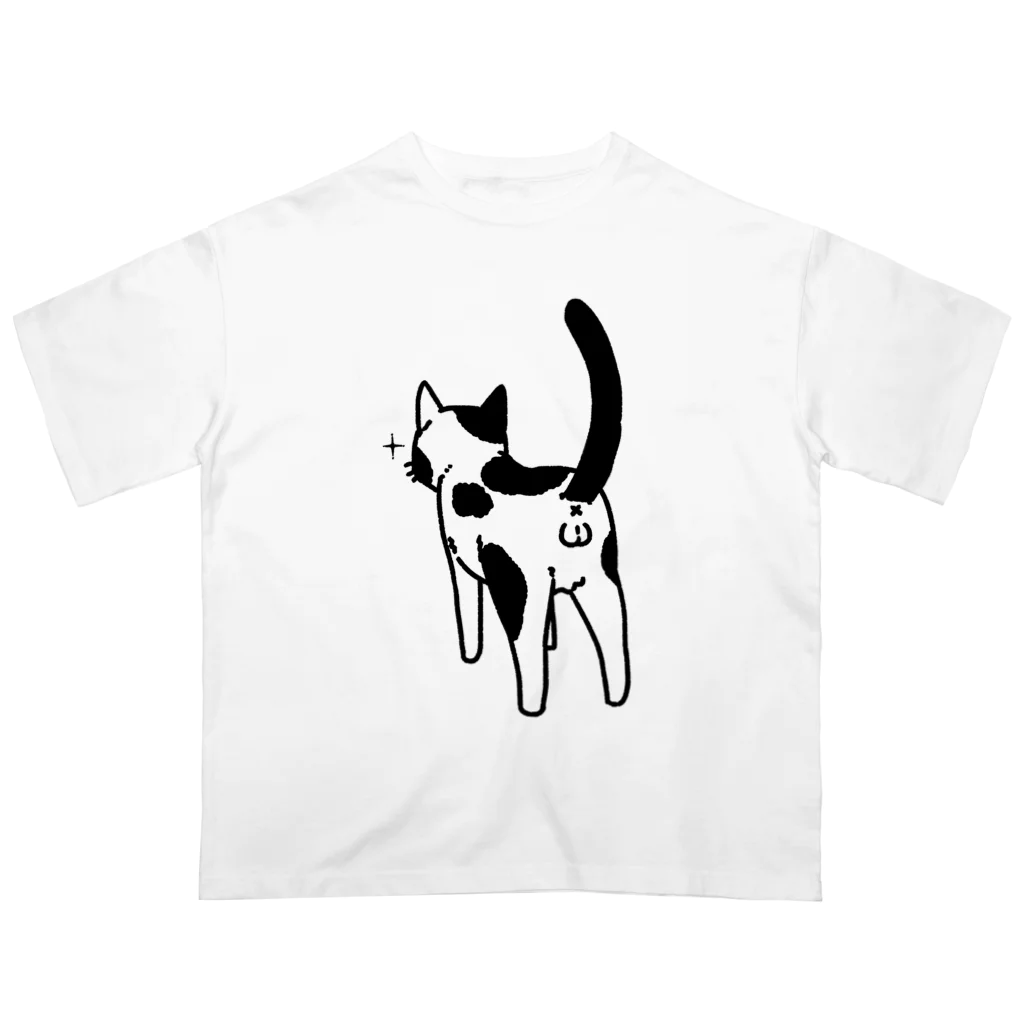 Riotoのねこけつω（ぶち猫） オーバーサイズTシャツ