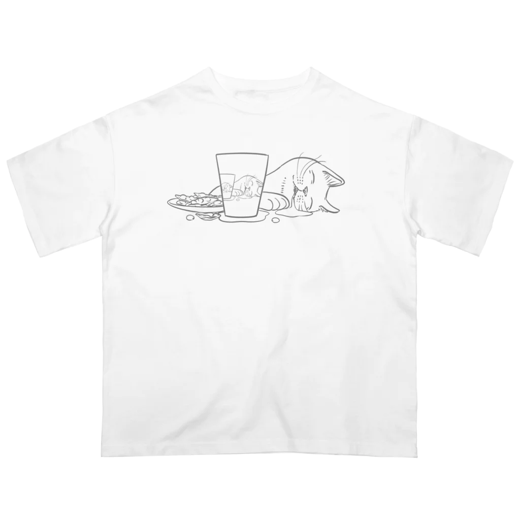 nya-mew（ニャーミュー）のへべれけ猫 オーバーサイズTシャツ