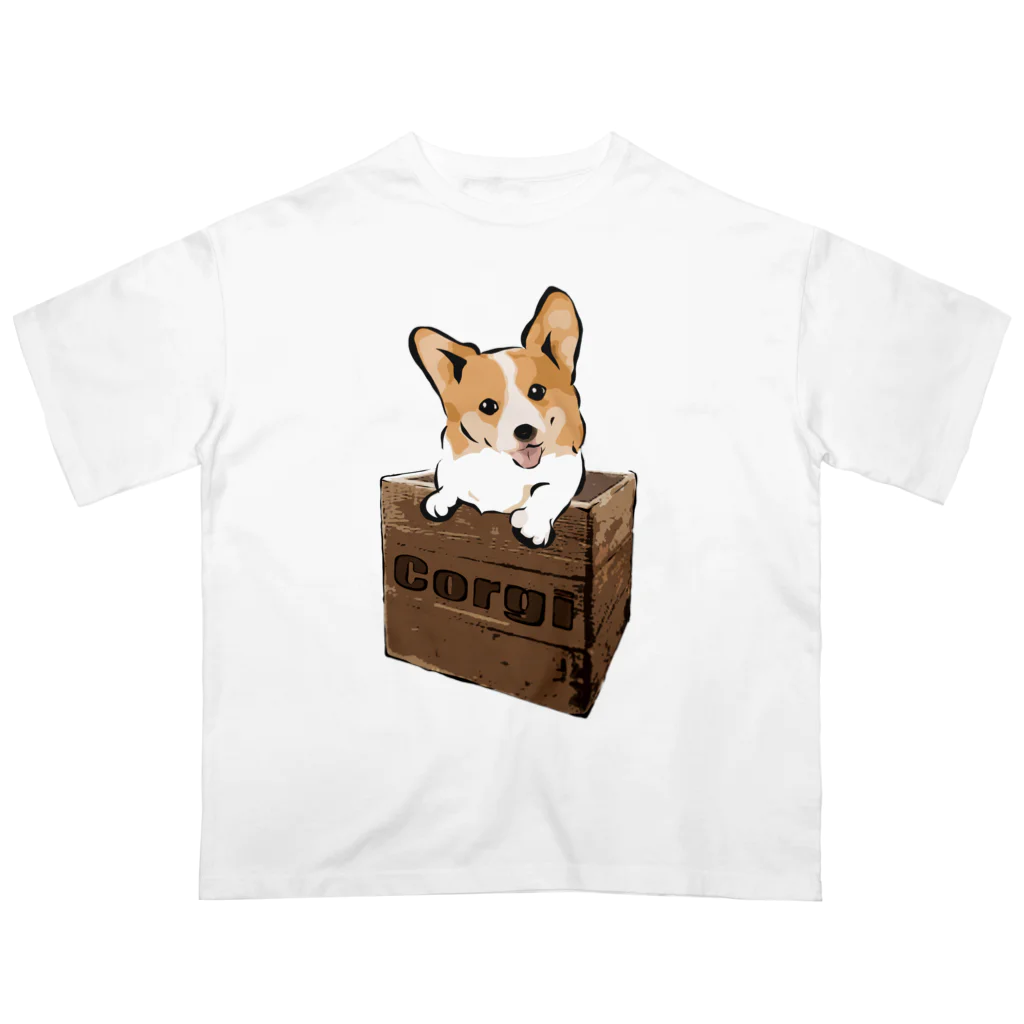 犬グッズの店しえるぶるーの箱入りコーギー Oversized T-Shirt